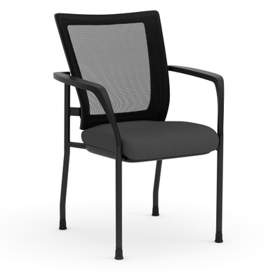 OfficeSource | CoolMesh | Mesh Back Stacking Chair - Black Antimicrobial PU Leather Seat - Black – view 9