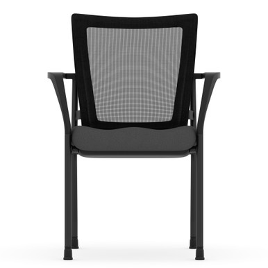 OfficeSource | CoolMesh | Mesh Back Stacking Chair - Black Antimicrobial PU Leather Seat - Black – view 12
