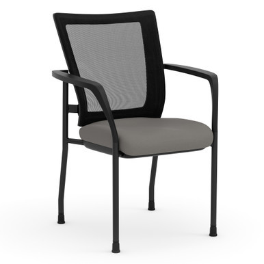 OfficeSource | CoolMesh | Mesh Back Stacking Chair - Black Antimicrobial PU Leather Seat - Black – view 19