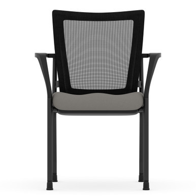 OfficeSource | CoolMesh | Mesh Back Stacking Chair - Black Antimicrobial PU Leather Seat - Black – view 22