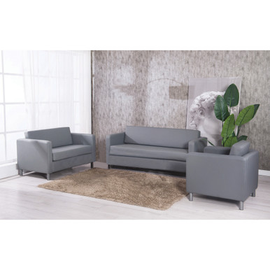 OfficeSource | Define | Club Chair with Silver Metal Legs - Black PU Leather - Silver – view 11
