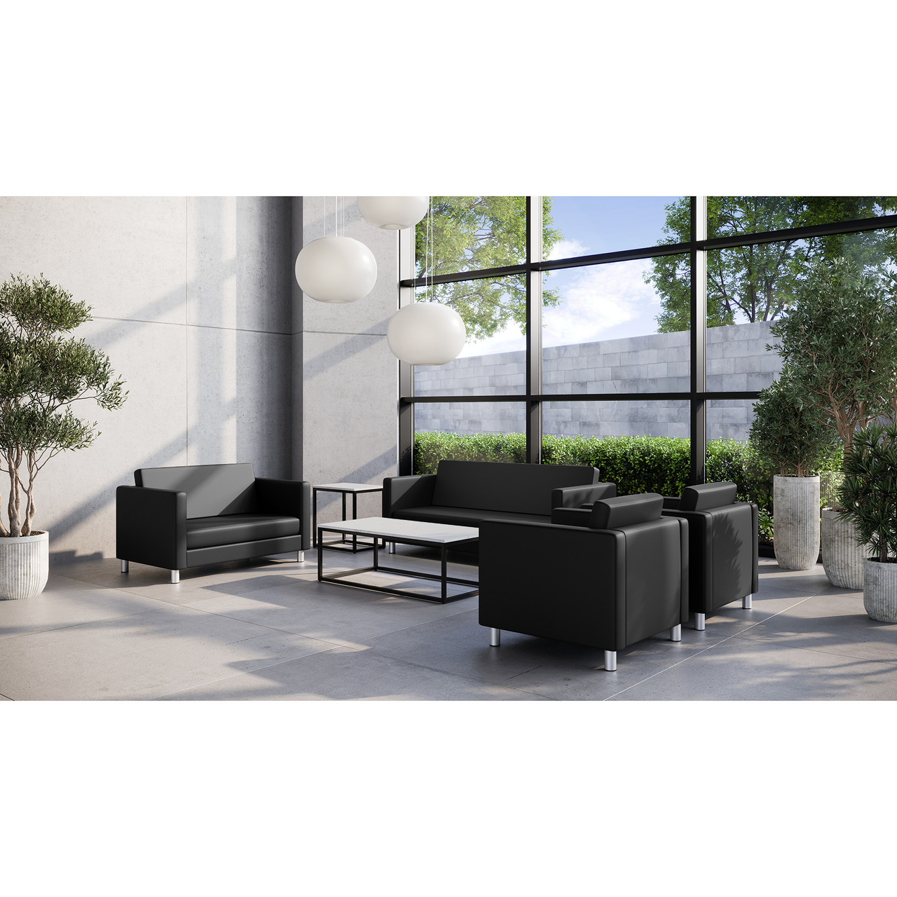 OfficeSource | Define | Loveseat with Silver Metal Legs