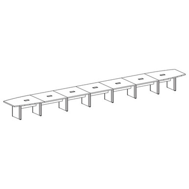 OfficeSource | OS Laminate Conference Tables | Expandable Boat Shaped Conference Table with Elliptical Base - 30' - American Elm