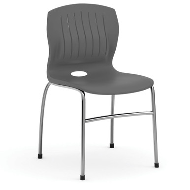 OfficeSource | Slash | Armless Guest Stack Chair with Chrome Frame - Black - Silver – view 10