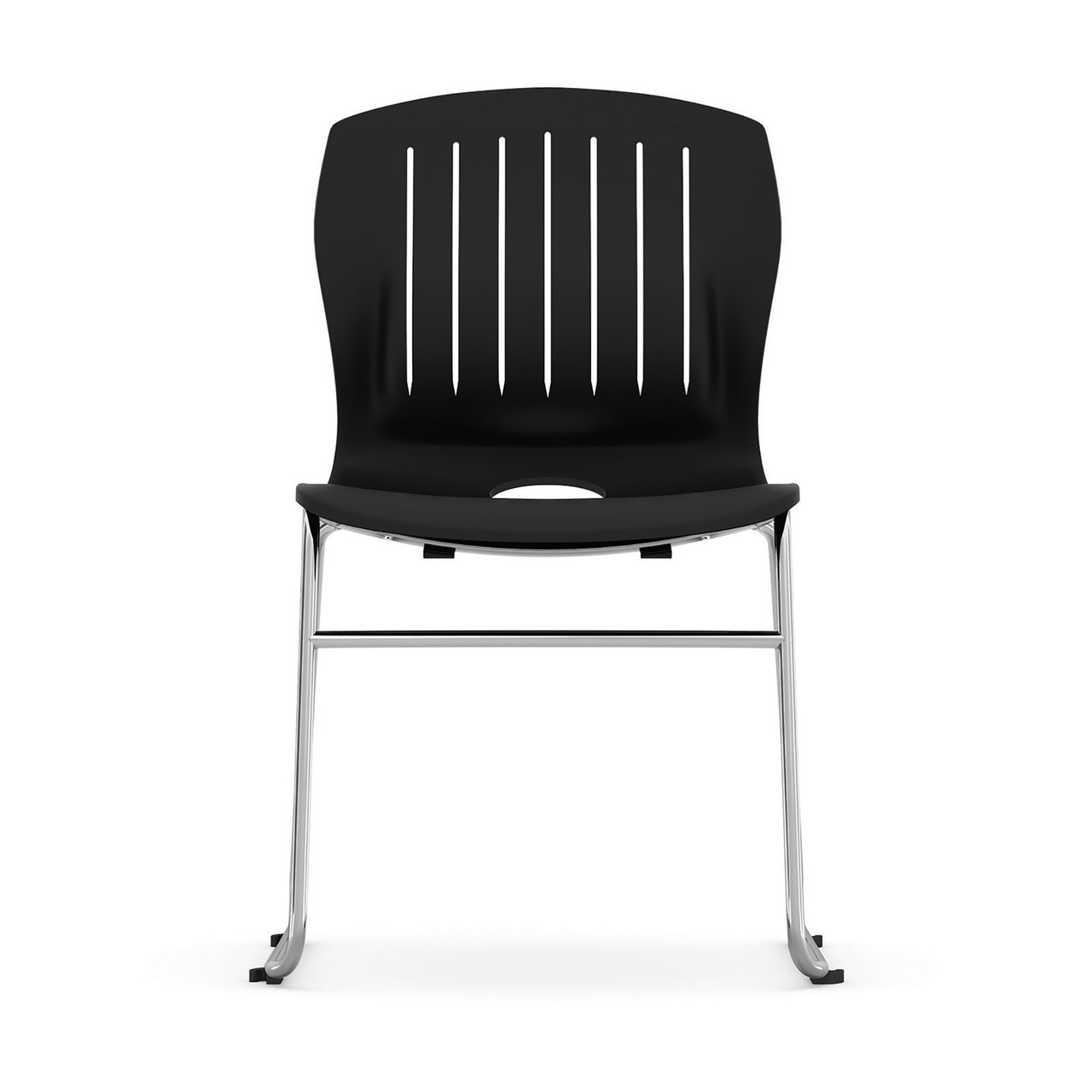 OfficeSource | Slash | Armless Sled Base Stack Chair with Chrome Frame