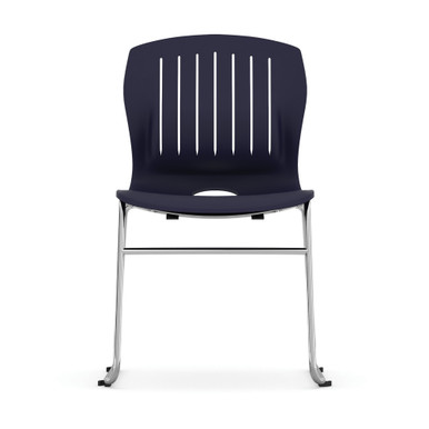 OfficeSource | Slash | Armless Sled Base Stack Chair with Chrome Frame - Black - Silver – view 10