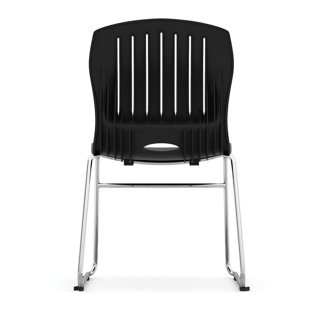 OfficeSource | Slash | Armless Sled Base Stack Chair with Chrome Frame