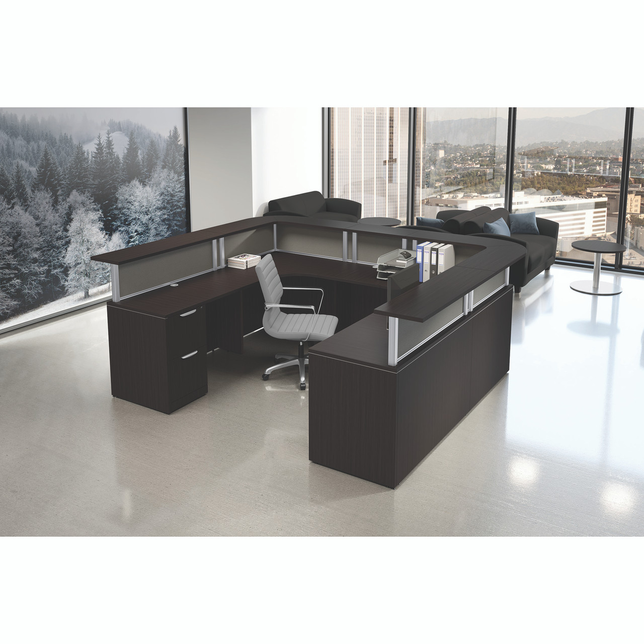 OfficeSource | Borders II | Corner Transaction Top 66"W x 12"D (Left)