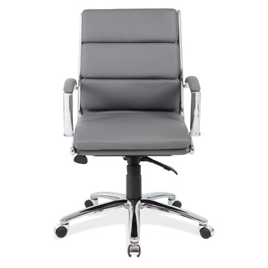 OfficeSource | Merak | Executive Mid Back with Chrome Frame - Gray PU Leather - Chrome – view 10