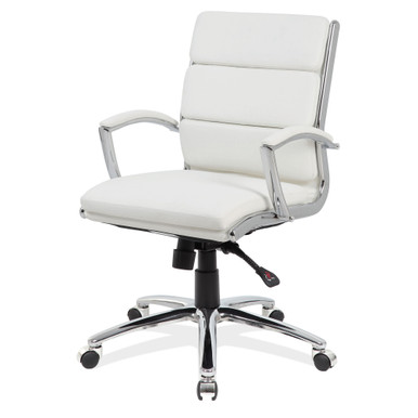 OfficeSource | Merak | Executive Mid Back with Chrome Frame - Gray PU Leather - Chrome – view 12