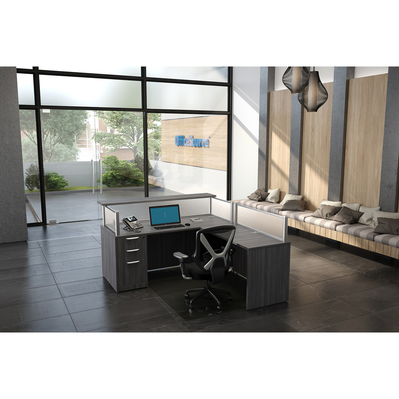 OfficeSource | Borders II Collection | Frosted Acrylic Panel 48"W x 12"H