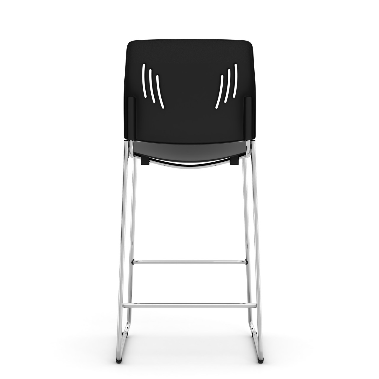 OfficeSource Rise Stool Polyurethane Stool with Footrest and Chrome Base