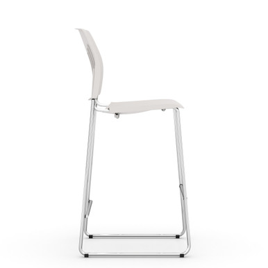 OfficeSource Rise Stool Polyurethane Stool with Footrest and Chrome Base - Navy - Chrome – view 14