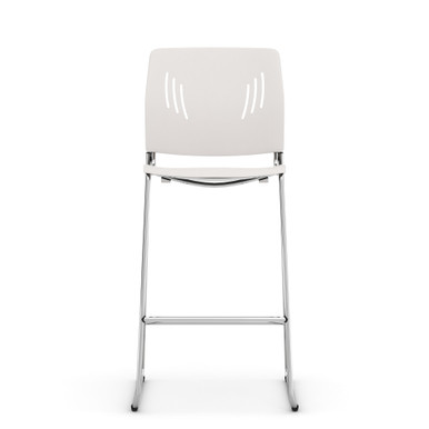 OfficeSource Rise Stool Polyurethane Stool with Footrest and Chrome Base - Navy - Chrome – view 17