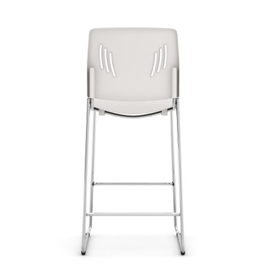 OfficeSource Rise Stool Polyurethane Stool with Footrest and Chrome Base - Navy - Chrome – view 16