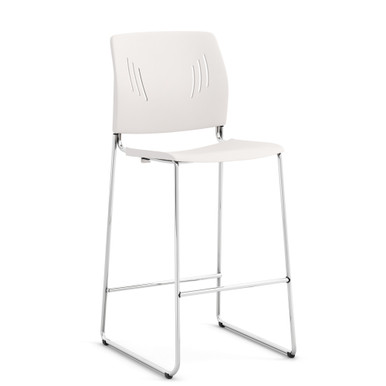 OfficeSource Rise Stool Polyurethane Stool with Footrest and Chrome Base - Navy - Chrome – view 15