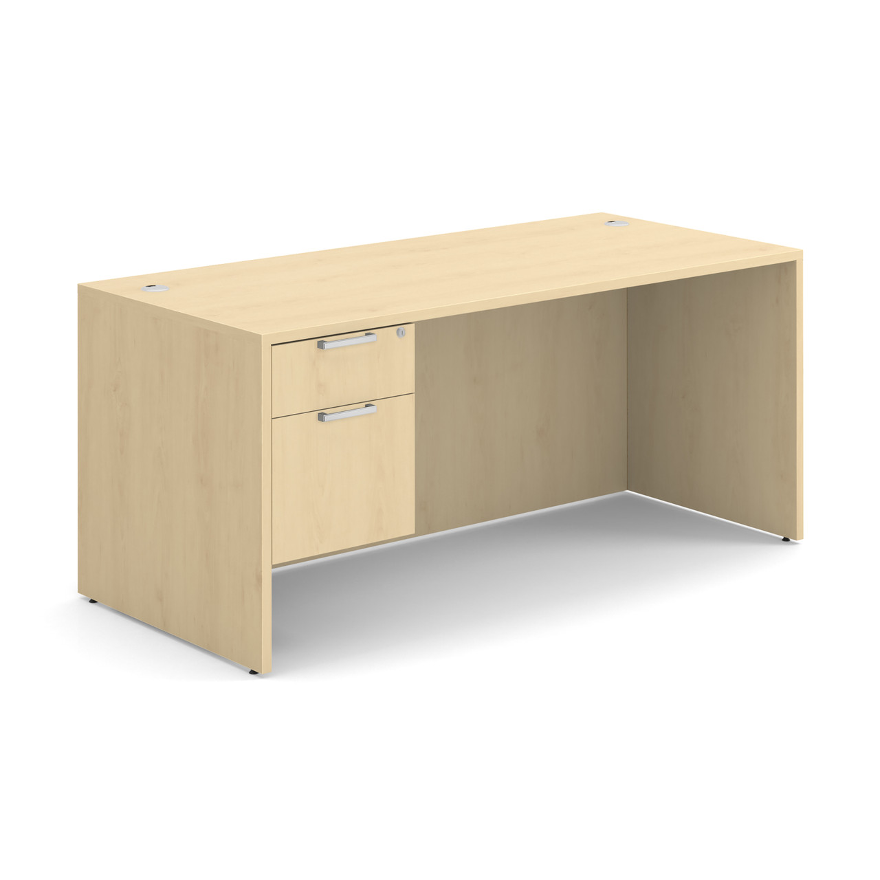 OfficeSource OS Laminate Collection Single 3/4 Pedestal Desk - 66" x 30"