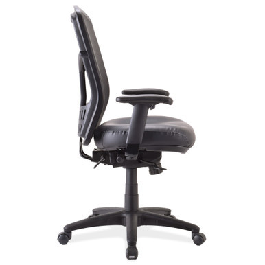 OfficeSource CoolMesh Synchro, High Back Mesh Chair with Seat Slider and Black Frame - Ash Gray Antimicrobial Fabric Seat - Black – view 9