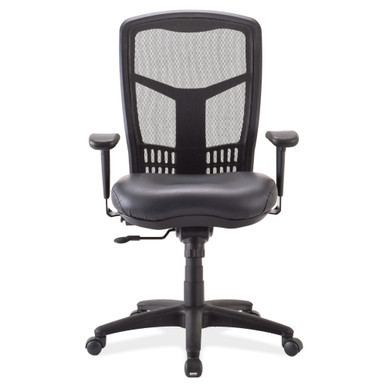 OfficeSource CoolMesh Synchro, High Back Mesh Chair with Seat Slider and Black Frame - Ash Gray Antimicrobial Fabric Seat - Black – view 12