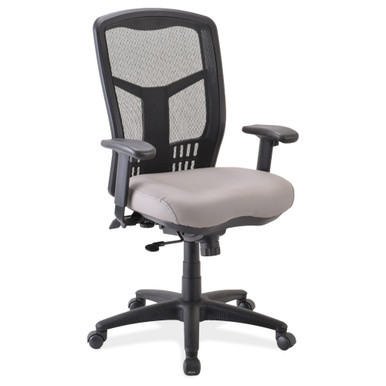 OfficeSource CoolMesh Synchro, High Back Mesh Chair with Seat Slider and Black Frame - Ash Gray Antimicrobial Fabric Seat - Black – view 13