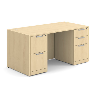 OS Laminate Double Full Pedestal Desk - 60'' x 30'' - Java – view 10