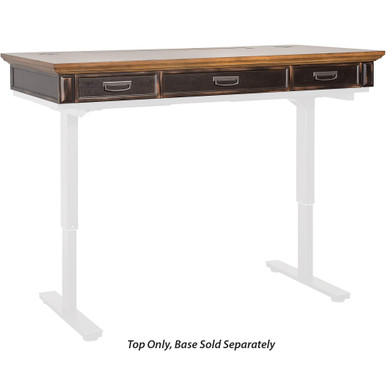 OfficeSource | Refined | Sit-Stand Desk (Top Only) - Vintage Black with Wood Plank Tops