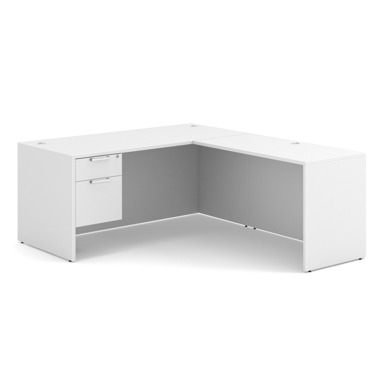 OfficeSource OS Laminate Collection Single 3/4 Pedestal "L" Desk - 66" x 30"