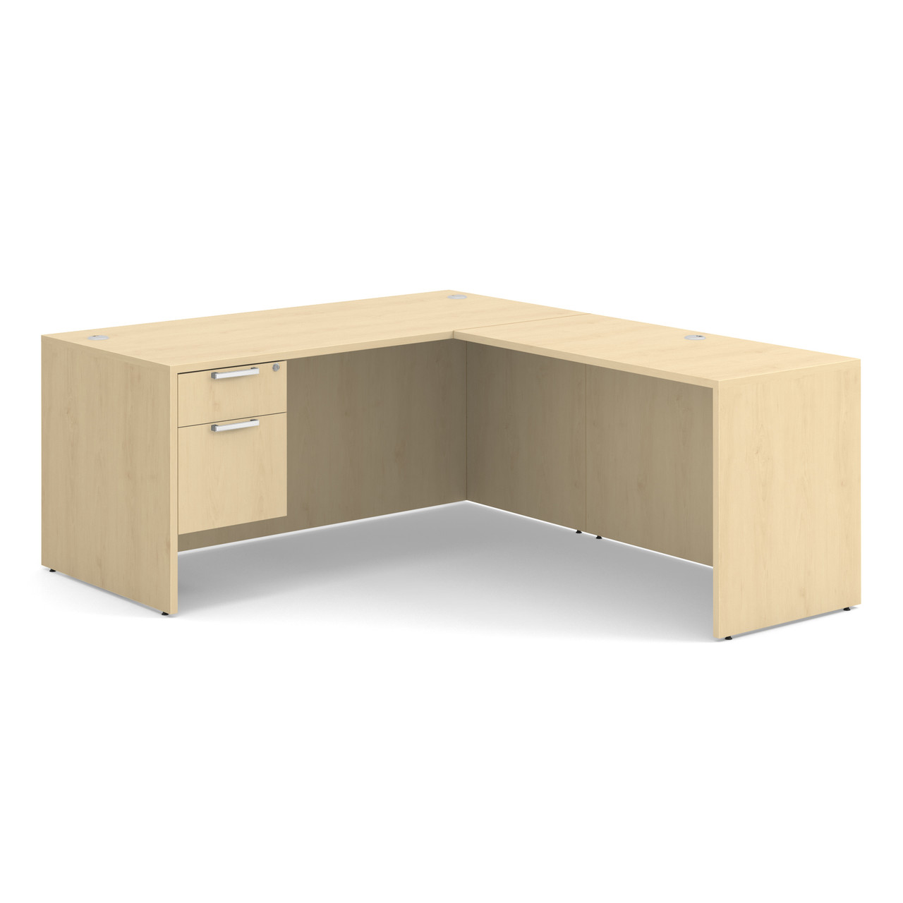 OfficeSource OS Laminate Collection Single 3/4 Pedestal "L" Desk - 66" x 30"