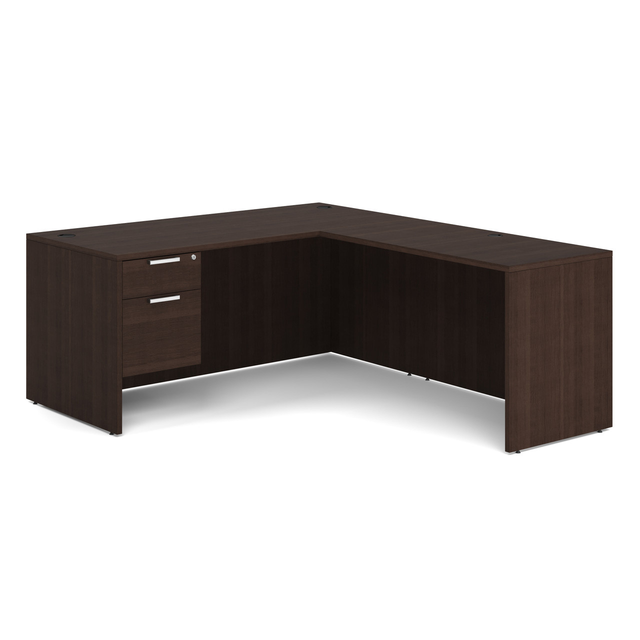 OfficeSource OS Laminate Collection Single 3/4 Pedestal "L" Desk - 66" x 30"