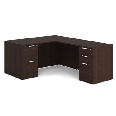 OS Laminate Double Full Pedestal L-Desk - 60'' x 30'' - White – view 11