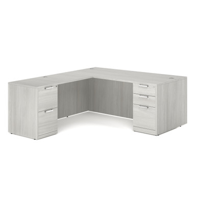 OS Laminate Double Full Pedestal L-Desk - 60'' x 30'' - White – view 10
