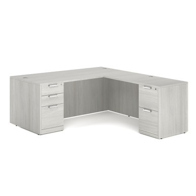 OS Laminate Double Full Pedestal L-Desk - 71'' x 36'' - Cherry – view 12
