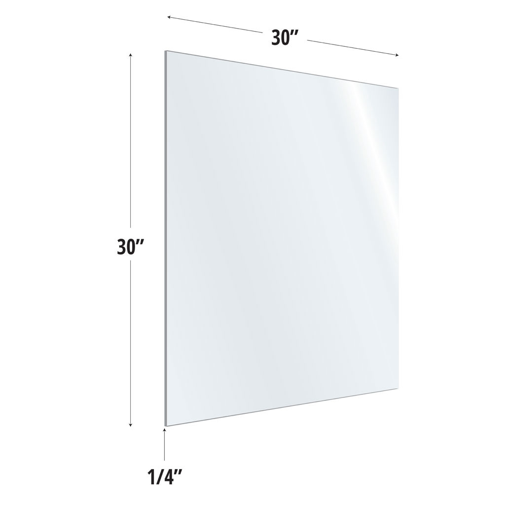 OfficeSource SafeGuard Barrier Collection Clear Acrylic Screen with Square Edges - 30"W x 30"H