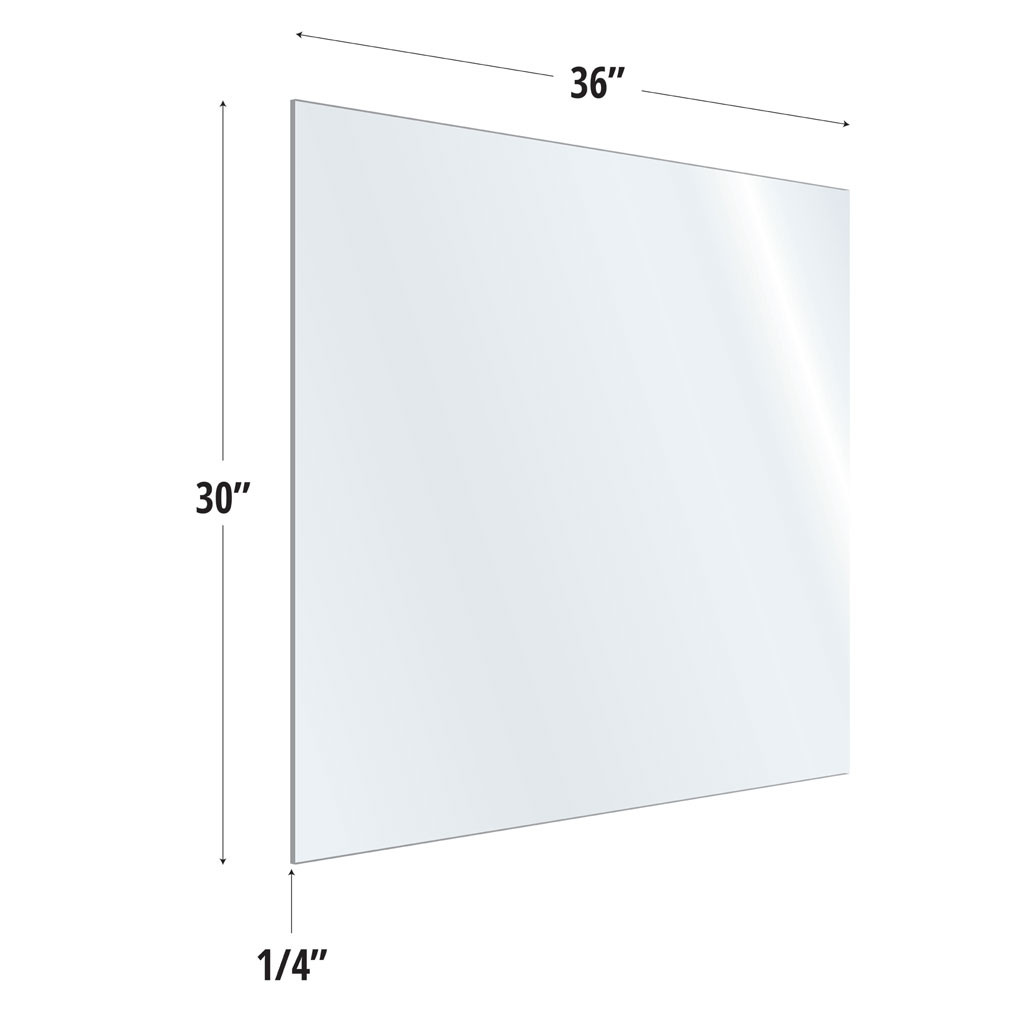 OfficeSource SafeGuard Barrier Collection Clear Acrylic Screen with Square Edges - 36"W x 30"H