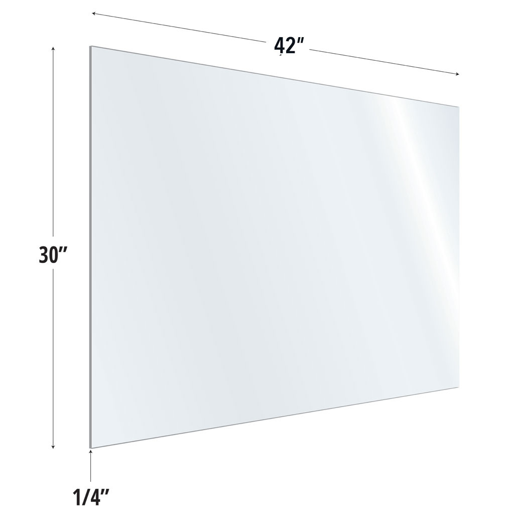 OfficeSource SafeGuard Barrier Collection Clear Acrylic Screen with Square Edges - 42"W x 30"H