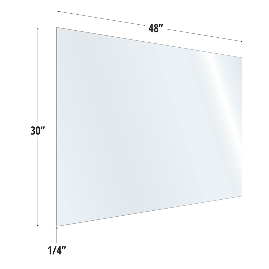 OfficeSource SafeGuard Barrier Collection Clear Acrylic Screen with Square Edges - 48"W x 30"H