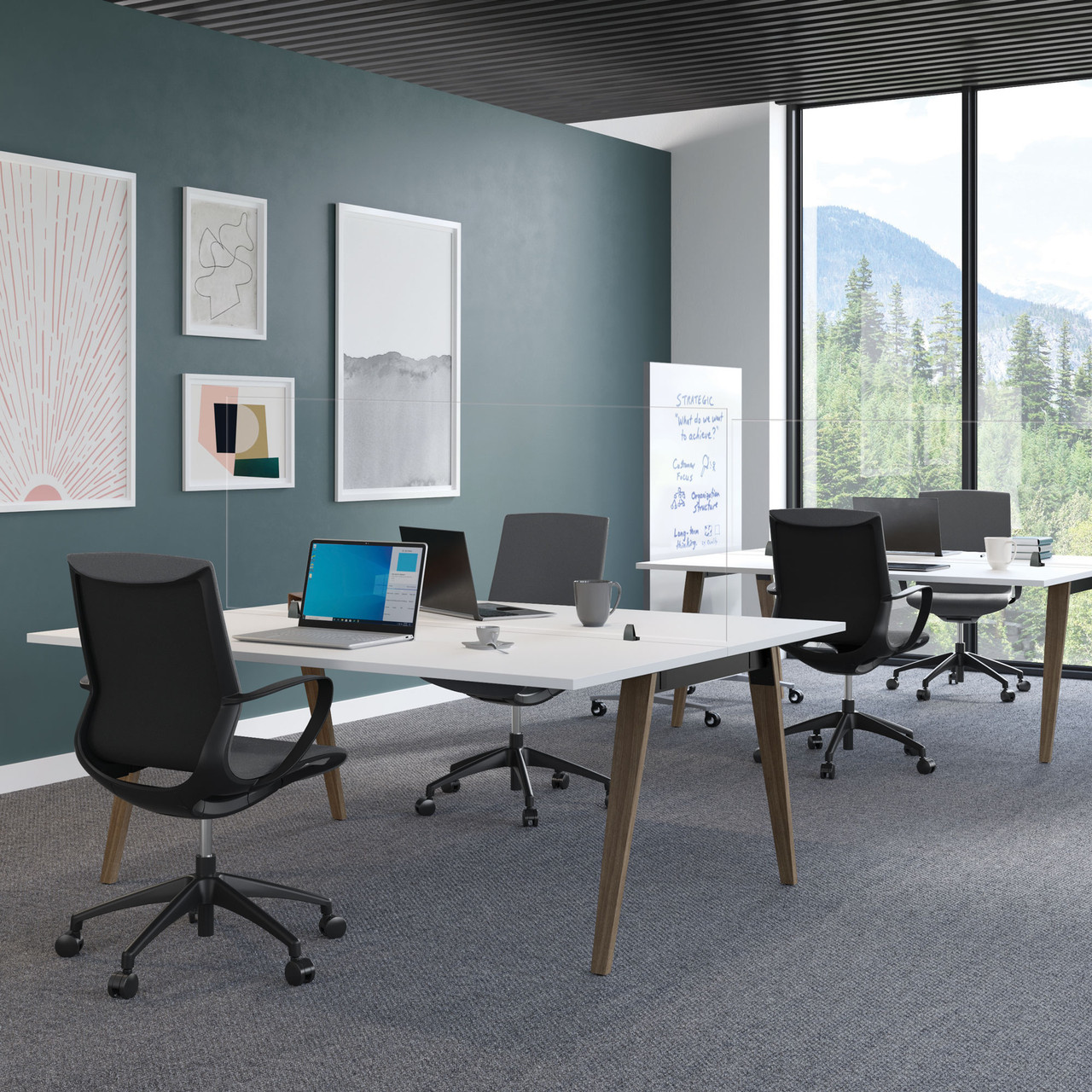 OfficeSource SafeGuard Barrier Collection Clear Acrylic Screen with Square Edges - 72"W x 30"H