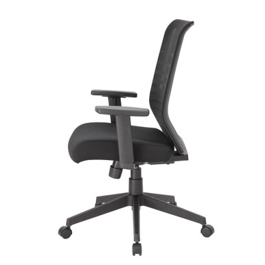 OfficeSource | Interchangeable | Mesh High Back Task Chair with Black Base - Black Mesh Back with Black Fabric Seat - Black – view 13