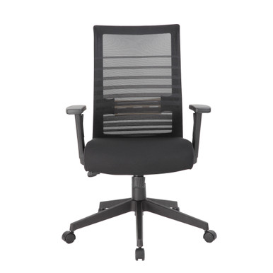 OfficeSource | Interchangeable | Mesh High Back Task Chair with Black Base - Black Mesh Back with Black Fabric Seat - Black – view 14