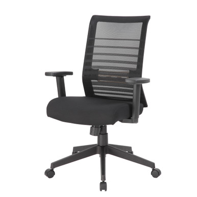 OfficeSource | Interchangeable | Mesh High Back Task Chair with Black Base - Black Mesh Back with Black Fabric Seat - Black – view 12