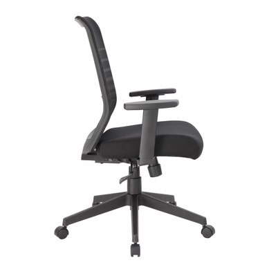 OfficeSource | Interchangeable | Mesh High Back Task Chair with Black Base - Black Mesh Back with Black Fabric Seat - Black – view 10