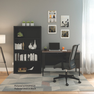 OfficeSource | Steel Bookcase | Steel Bookcase - 4 Shelves - Black – view 11