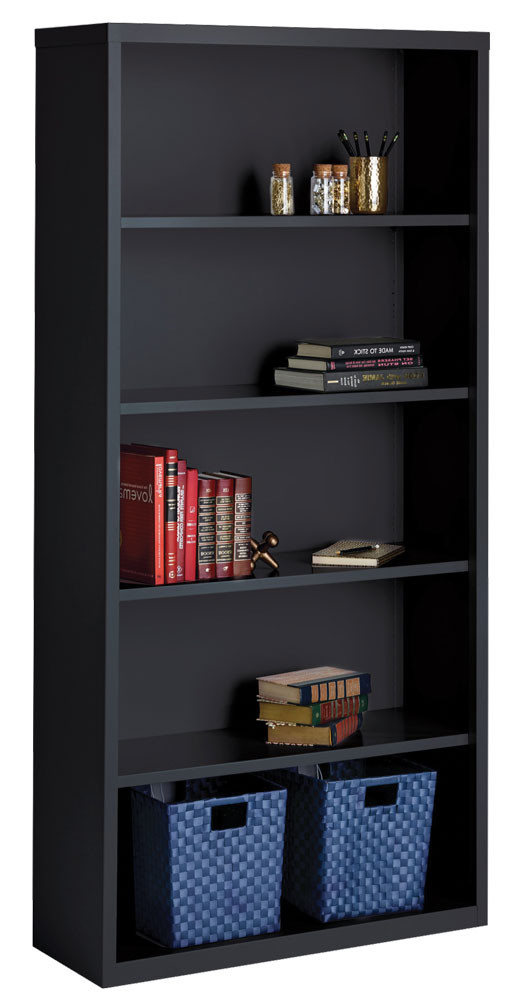 OfficeSource | Steel Bookcase | 5 Shelf Metal Bookcase, 72" High