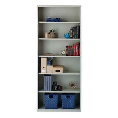 OfficeSource Steel Bookcase Collection 6 Shelf Metal Bookcase, 82'' High - Light Gray – view 10