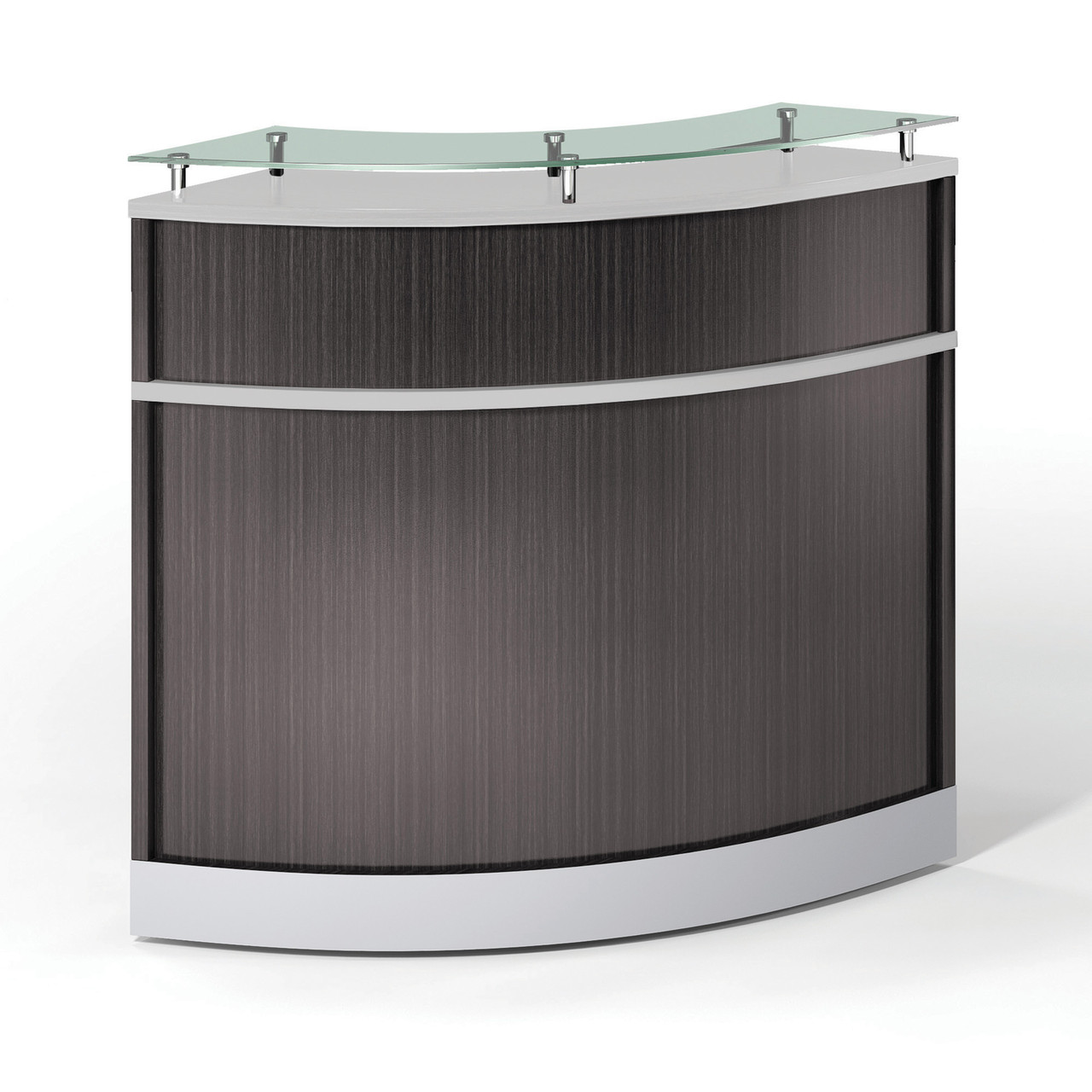 OfficeSource Cosmo Collection Curved Glass Top Reception Desk - 31.5"W x 31.5"D