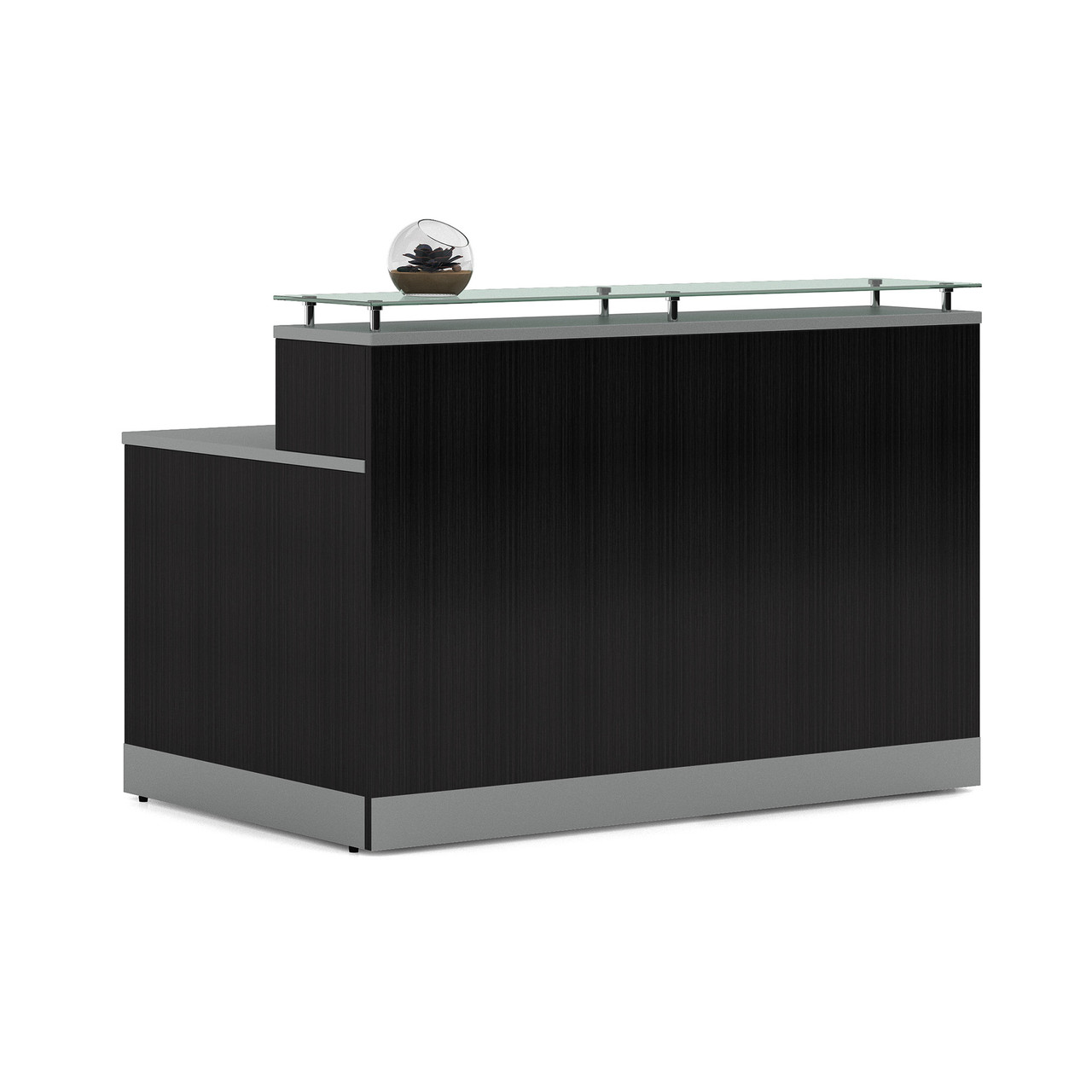 OfficeSource Cosmo Collection Glass Top Reception Desk - 63"W x 32"D
