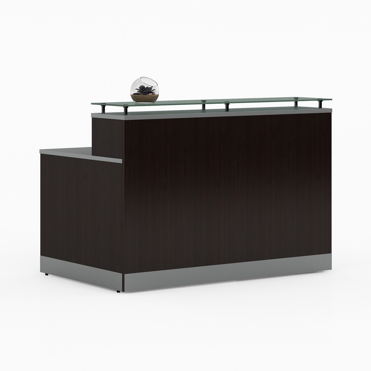 OfficeSource Cosmo Collection Glass Top Reception Desk - 63"W x 32"D