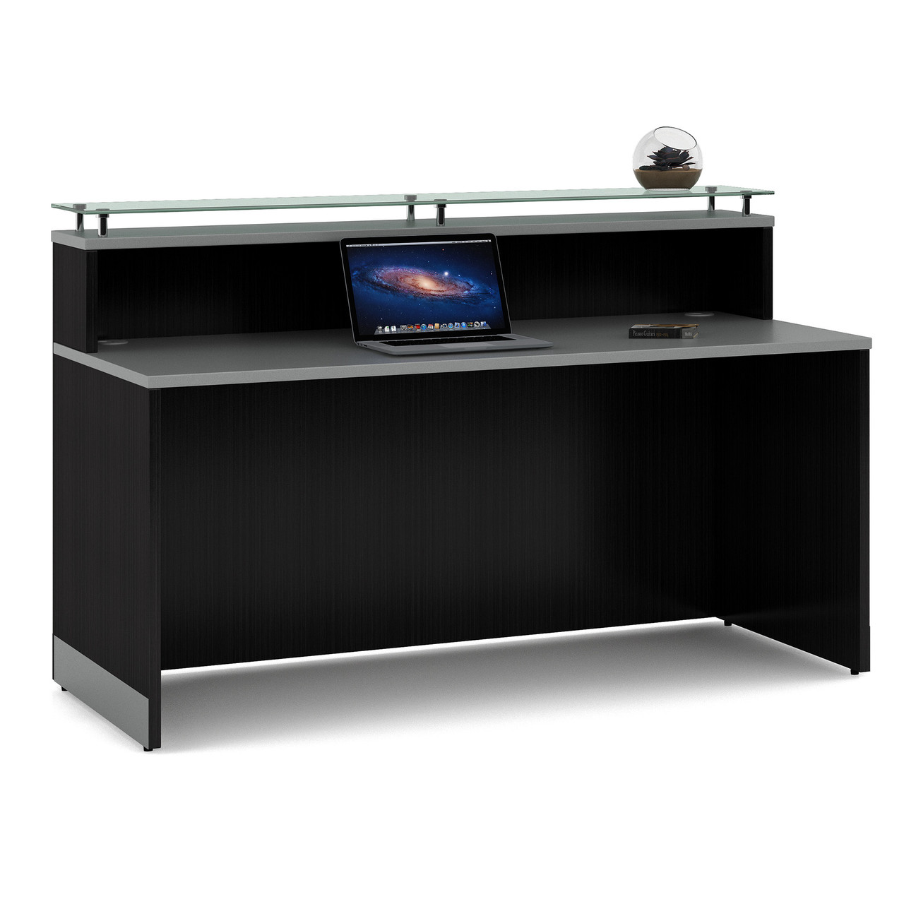 OfficeSource Cosmo Collection Glass Top Reception Desk - 63"W x 32"D