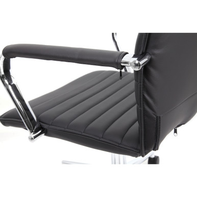OfficeSource | Ridge | Executive High Back, Ribbed Back  Task Chair w/Chrome Base - Black LeatherSoft Vinyl – view 10