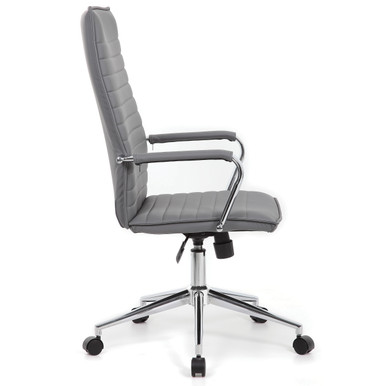 OfficeSource | Ridge | Executive High Back, Ribbed Back  Task Chair w/Chrome Base - Black LeatherSoft Vinyl – view 12
